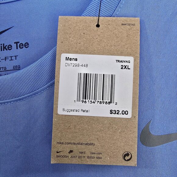 Nike Training T Shirt Men's Team Legend Long Sleeve Valor Blue Size 2XL DV7298 - Picture 8 of 13